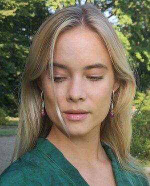 Maria Bashkirtseff - øreringe med mintgrønne aventuriner og rubindråber - pic. 1