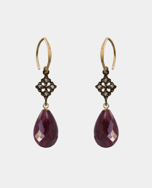 Rebecca Emes - earrings with ruby drops and zirconia - pic. 1